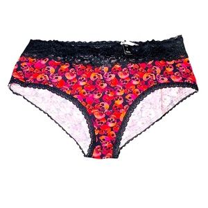 TORRID PANTIES 2 4 5 X Mid Wide LACE TRIM Cheeky COTTON Black SKULLS HALLOWEEN